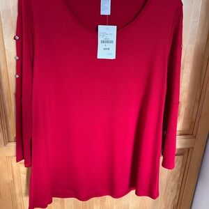 Elegant Red Long Sleeve Women's Top